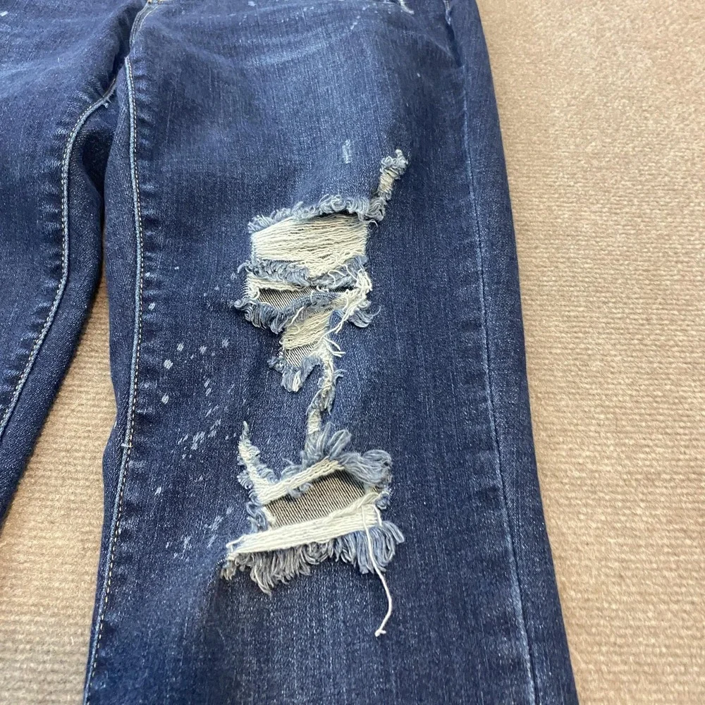 Judy Blue Jeans Womens 7/28 Blue Distressed Boyfriend‎ Fit Mid Rise Denim Pants